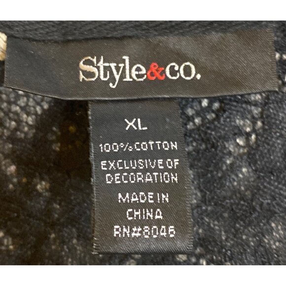 Style&Co Womens XL Gray Sweater With Black Lace Trim Crewneck 100% Cotton - Picture 4 of 6